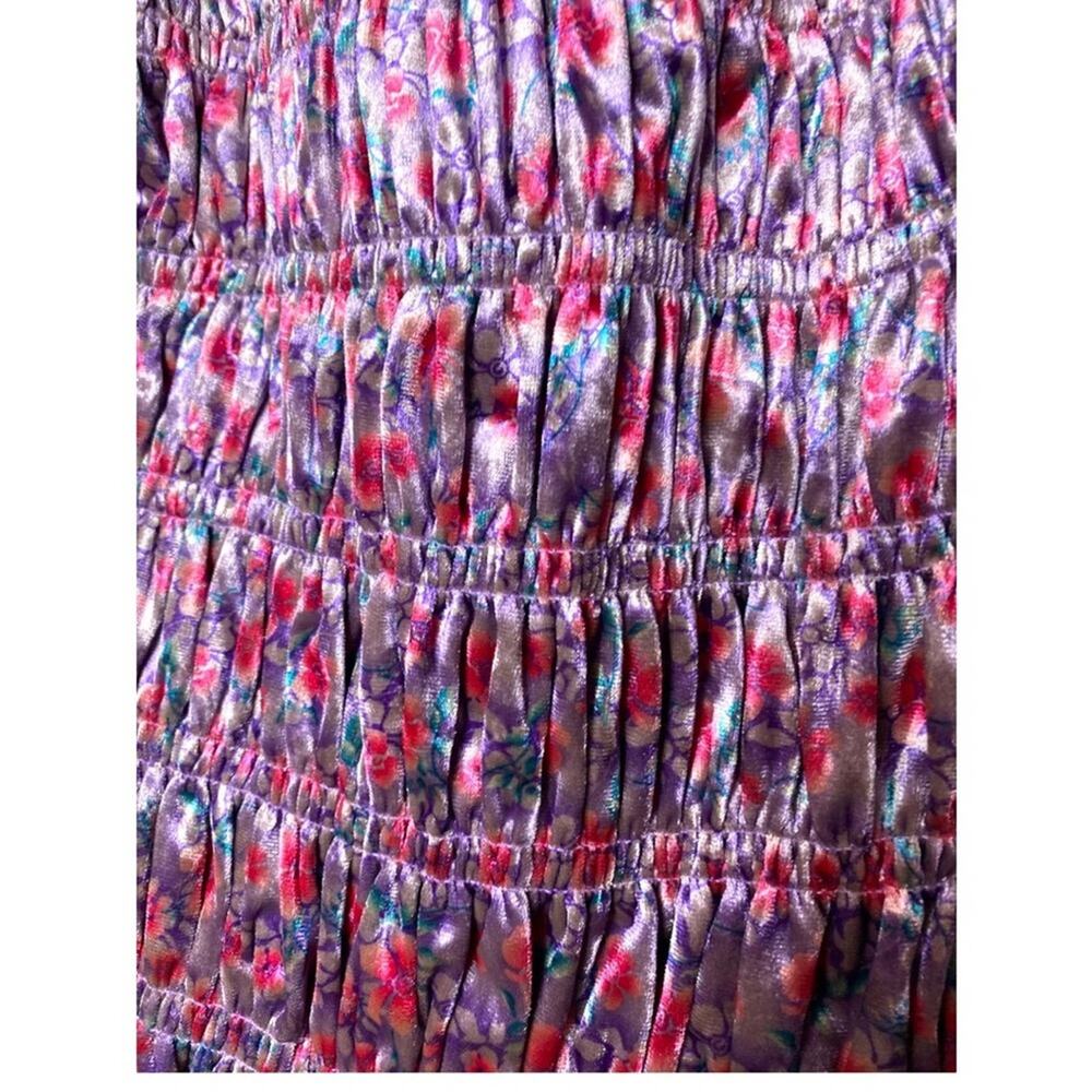 NWT ENGLISH FACTORY DRESS S PURPLE COQUETTE VELVET PURPLE DITSY FLORAL STRETCHY - Picture 9 of 10